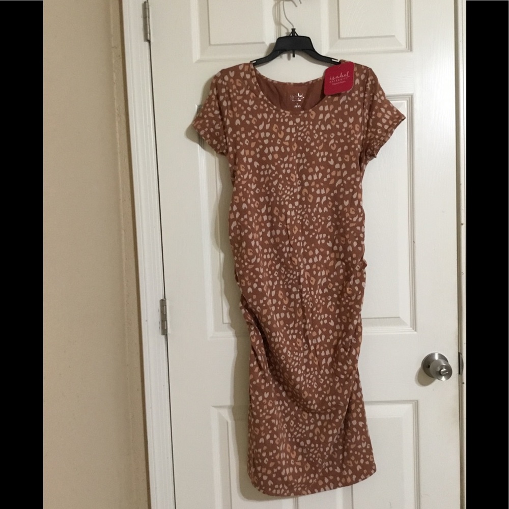 Isabel Maternity Animal Cheeta Print T-shirt Dress Size Medium